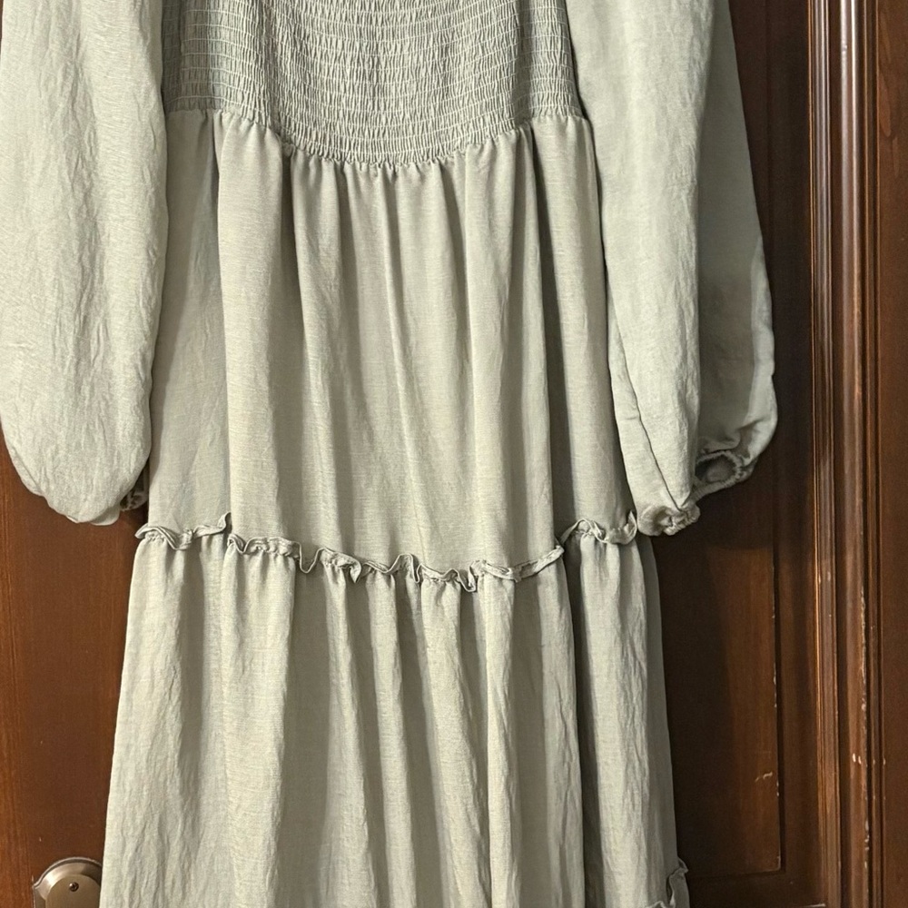 Moon River Sage Long Sleeve Dress
